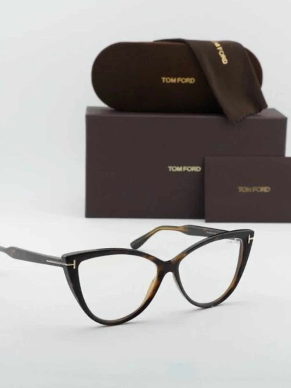 Tom Ford FT5843-B 052 Cat Eye Eyeglasses 56mm - Havana/Blue Light Block